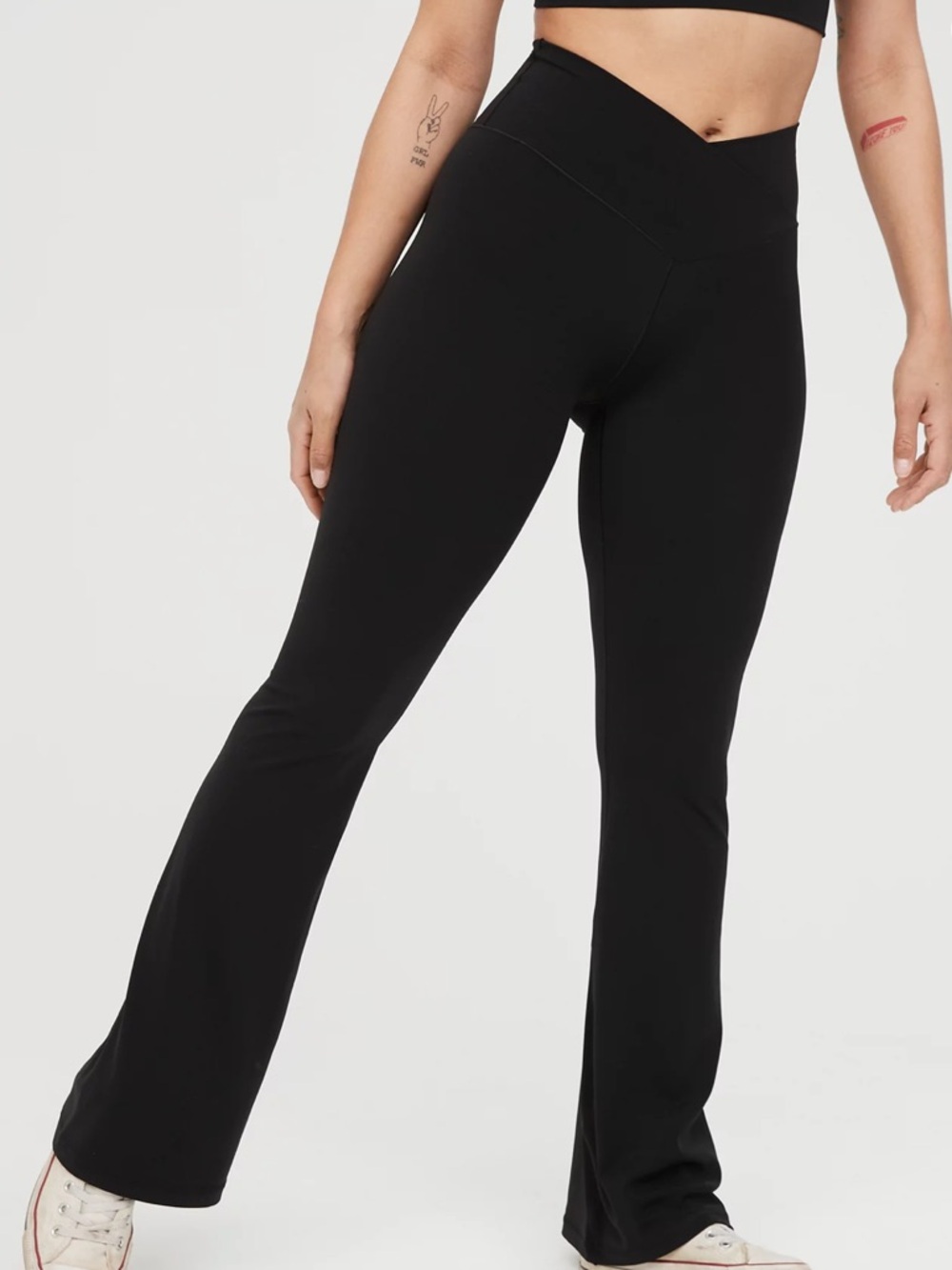 High-Waist Black Flared Leggings - Women